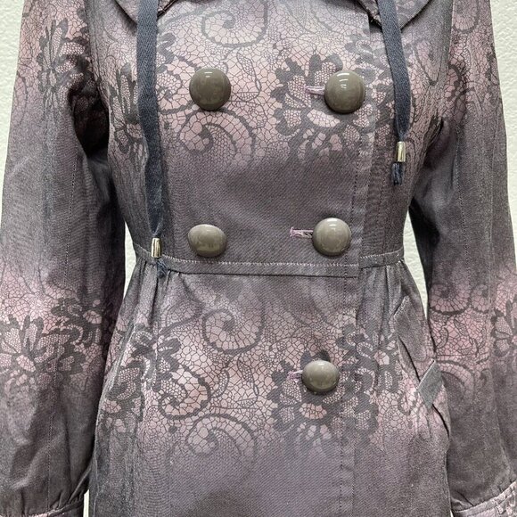 Jade Melody Tam Womens Small Cotton Blend Mid-lengthTrench Coat Purple Lavendar - Picture 9 of 11